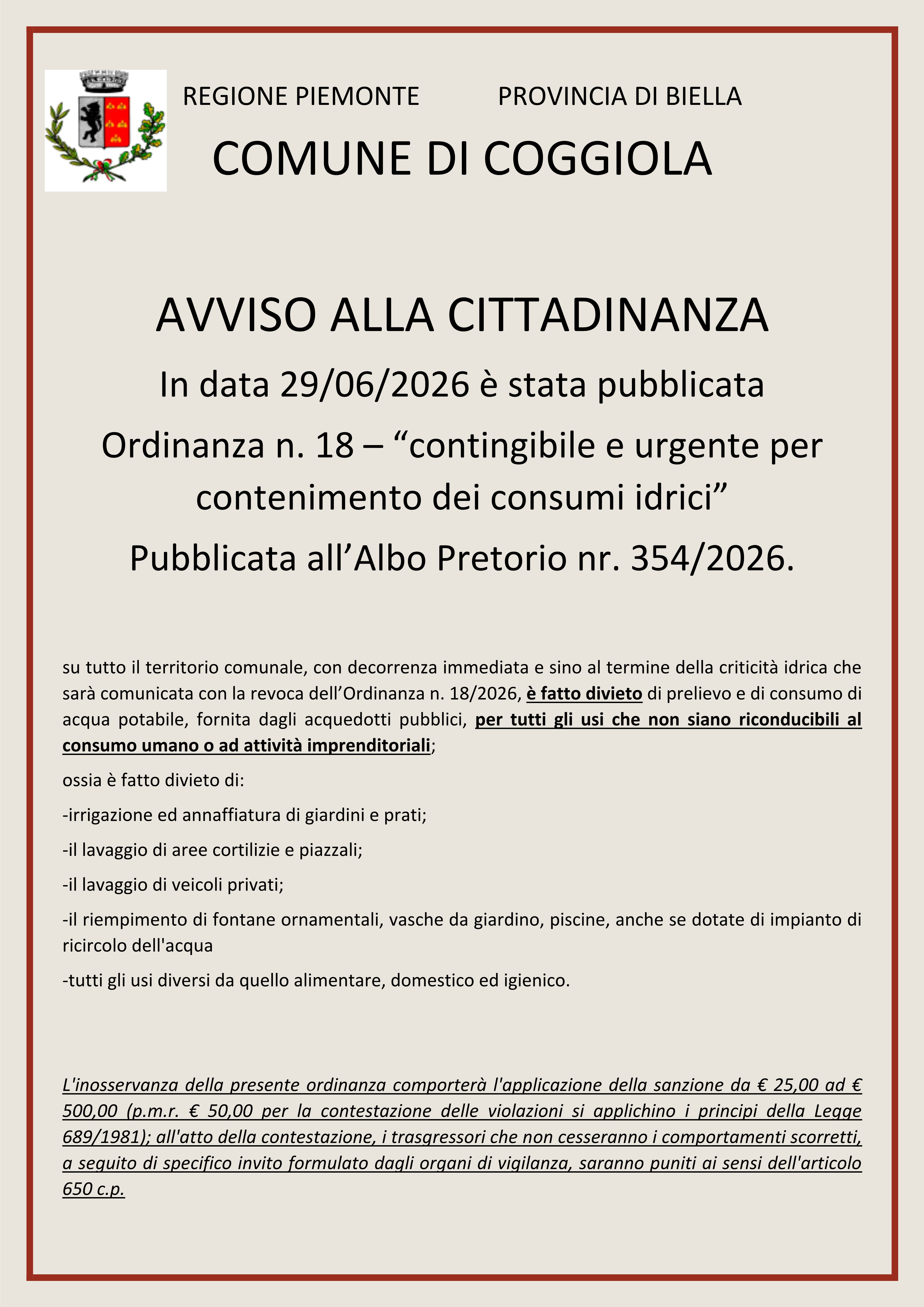 Criticità idrica